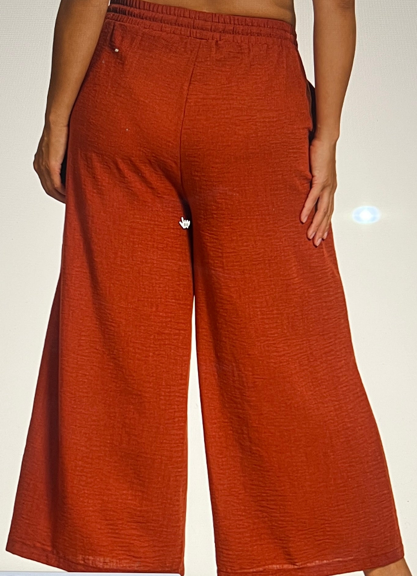 Woven Crepe Elastic Band Cropped Pants