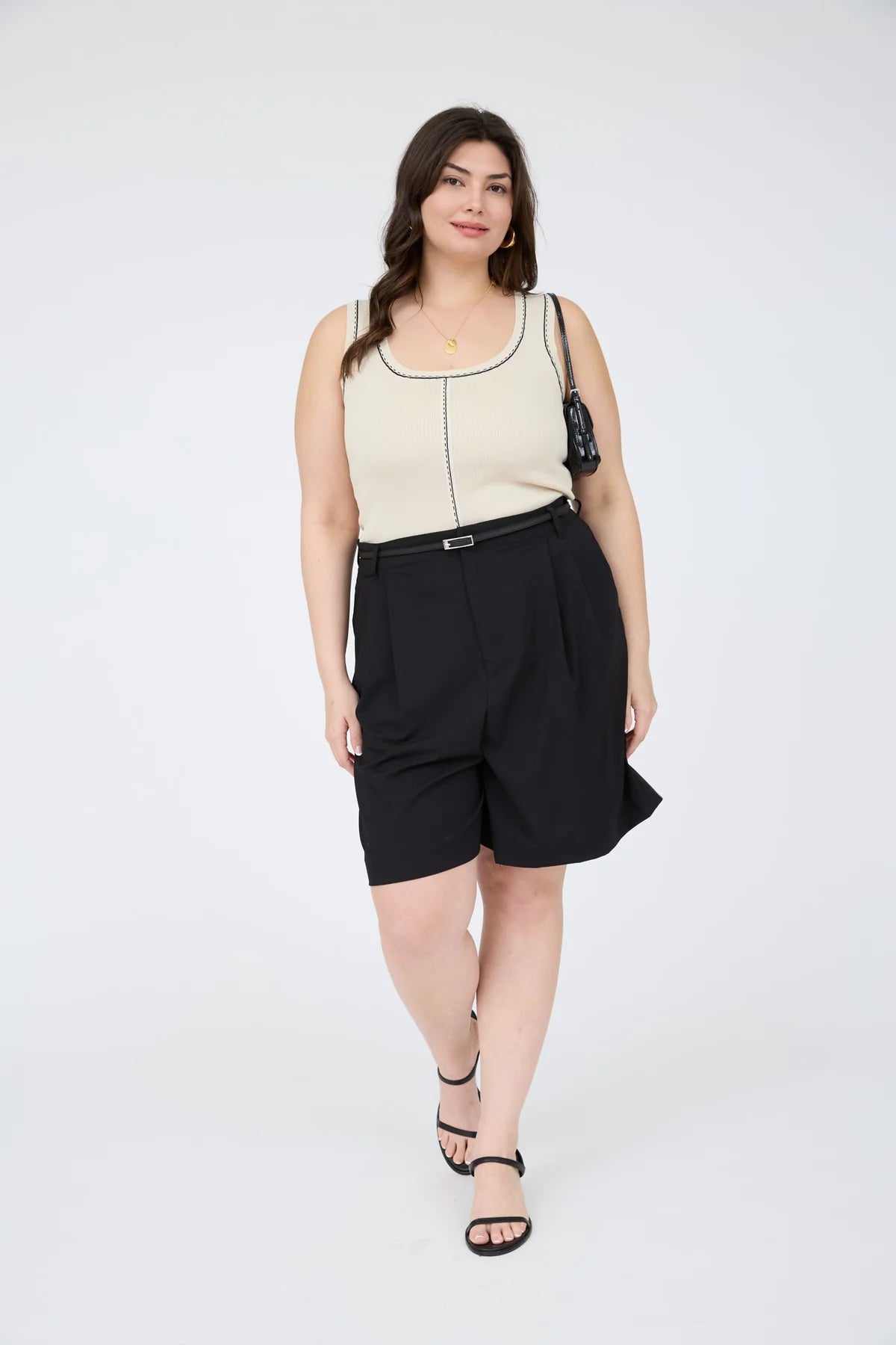 CONTRAST LINE DETAIL SWEATER KNIT TANK