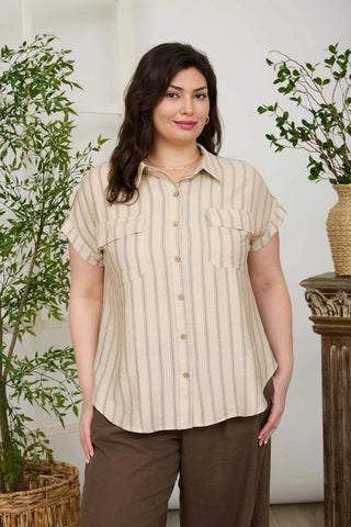 Cute short sleeve button down top...perfect for every day, work or a day out!  