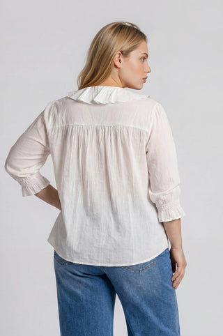 Ruffled V Neck 3/4 sleeve blouse