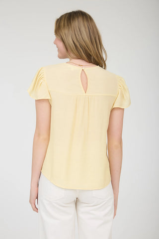 Floral Embroidery Flouce Sleeve Top