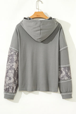 Waffle Patchwork Hooded Top