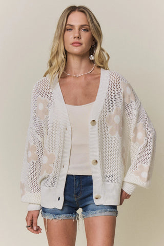 Lightweight Floral Cardigan with flower pattern