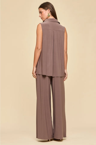 2-Pc. Top & Pant Set-Mocha