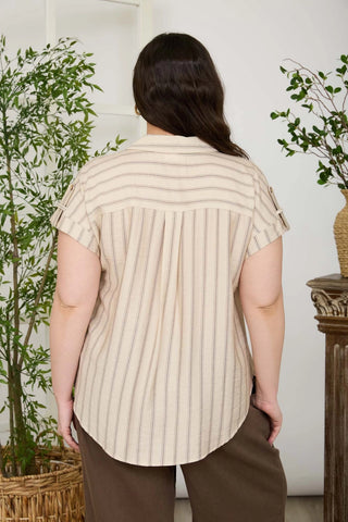 Collared Stripe Woven Top