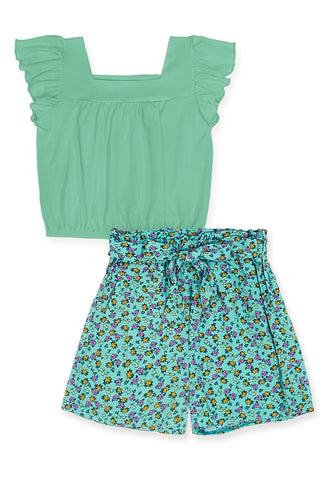 Girl's 2 pc. Floral Short Set