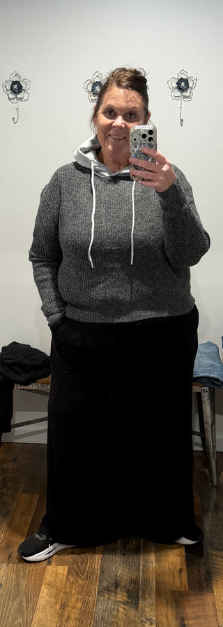 Textured Sweater w/ Contrast Hoodie