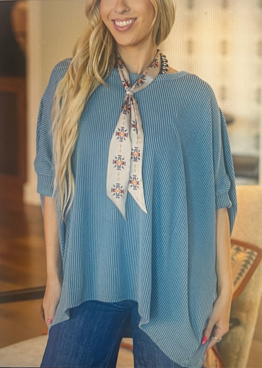 Ribbed Poncho Style Top