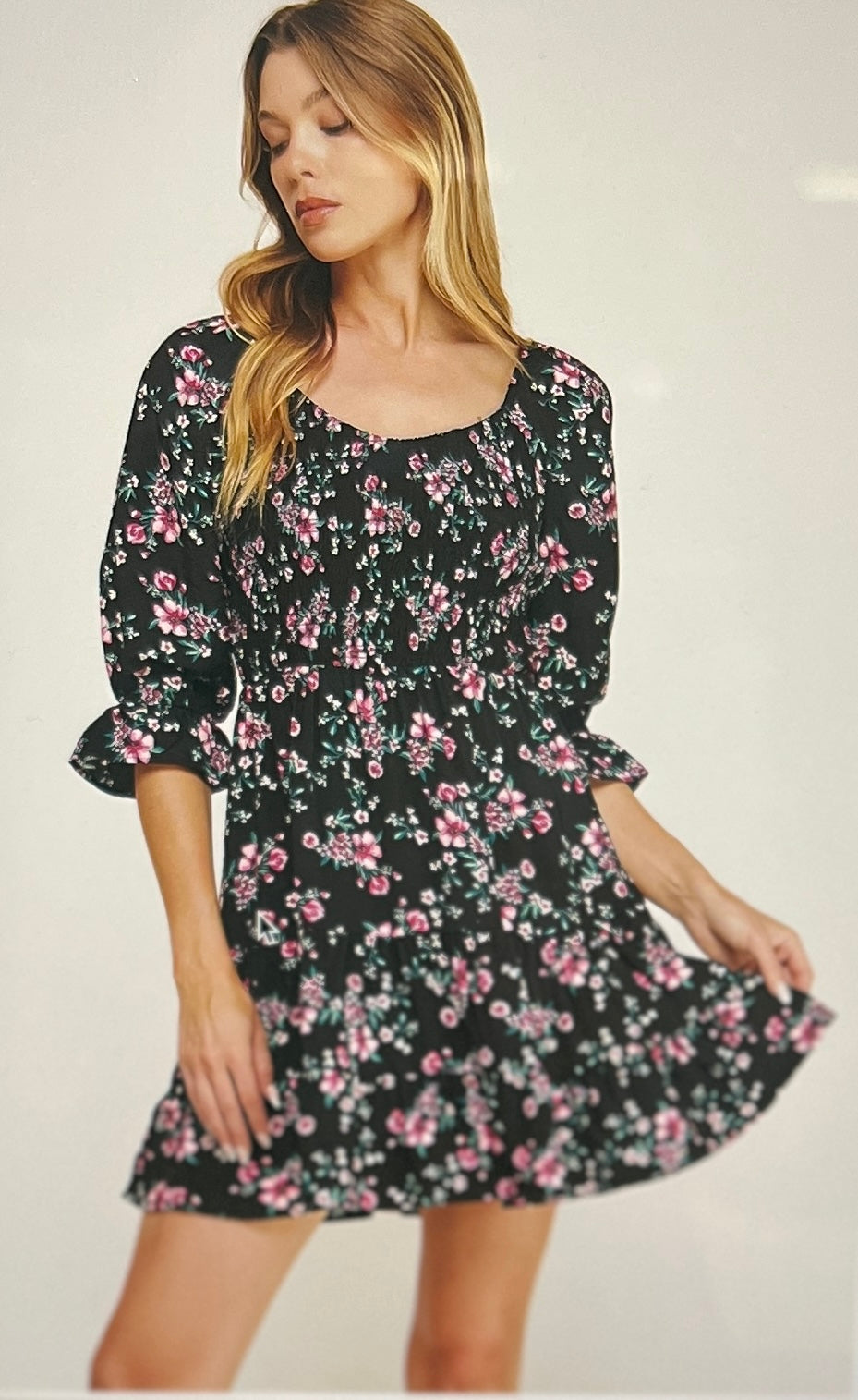 Boho Blossom Mini Dress