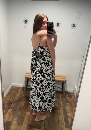 Black & White Floral Midi Dress