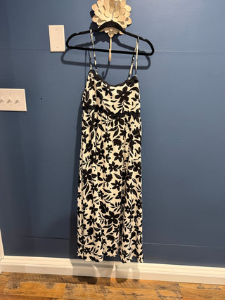Black & White Floral Midi Dress