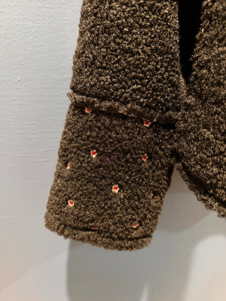 Embroidered Floral Faux Fur Jacket