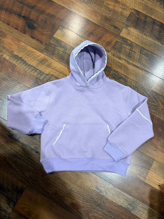 Girl's Hoodie w/ Kangaroo Pocket & Crochet Trim