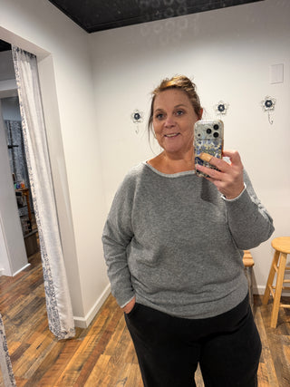 Contrast Edge Crew Neck Long Sleeve Sweater