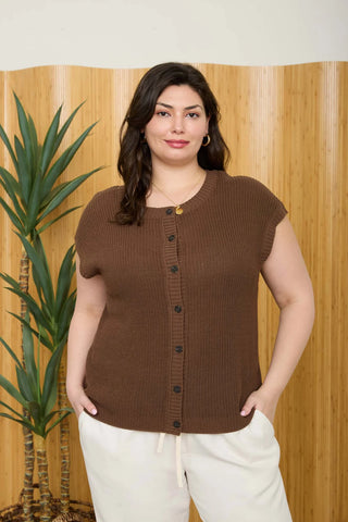 Short Sleeve Button Down Cardigan Vest