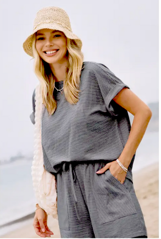 Stripe French Terry Top & Short Set