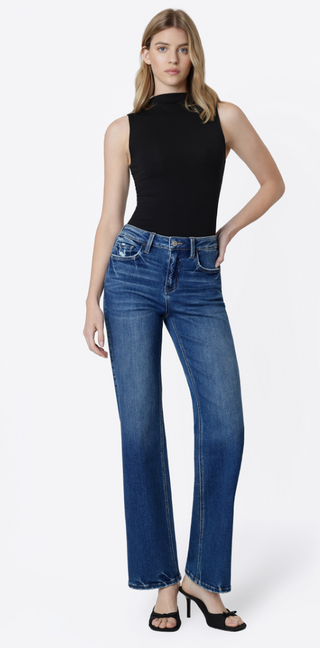Lovervet High Rise Slim Wide Leg Dark Wash Jean