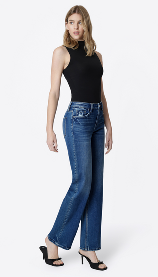 Lovervet High Rise Slim Wide Leg Dark Wash Jean