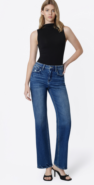 Lovervet High Rise Slim Wide Leg Dark Wash Jean
