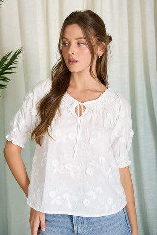 3D embroidered floral blouse