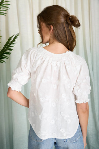 3D Floral White Top