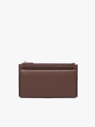 Vegan Leather multi-compartment wallet with fold out card holder.