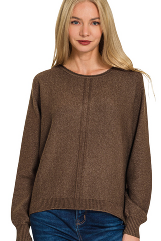 Ridiculously soft 50% Viscose, 30% Polyester, 20% Nylon blend
Front seam detail for that little something extra
Classic round neckline — flattering on everyone