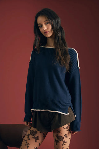 Contrast Trim Sweater
