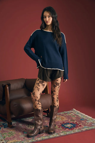 Contrast Trim Sweater