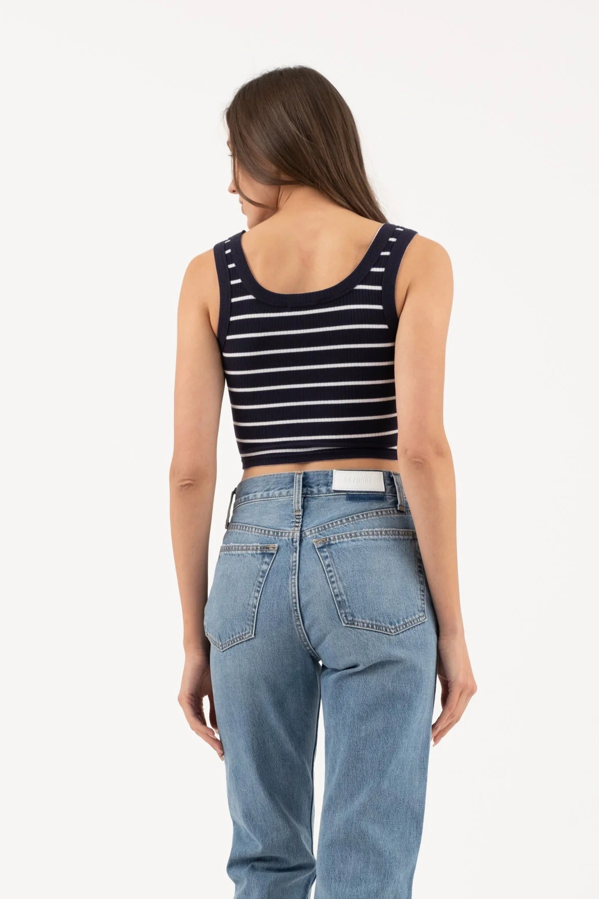Stripe Sleeveless Knit Crop Tank
