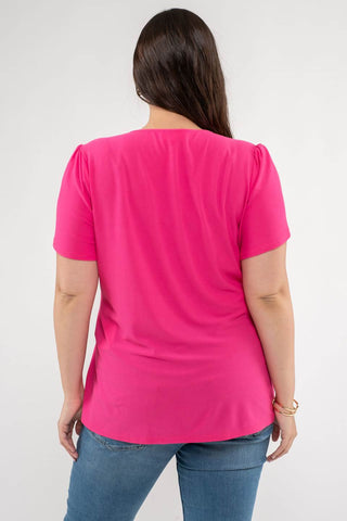 Drape Sleeve Split Neck Top