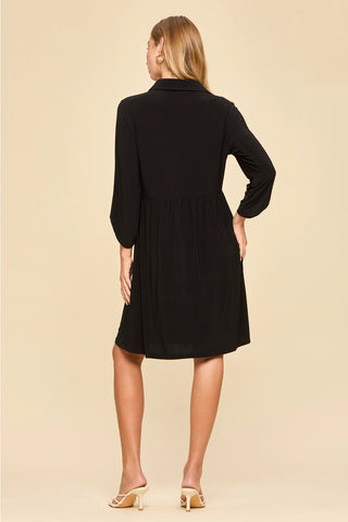 Collared Shirt Dress w/Pockets
