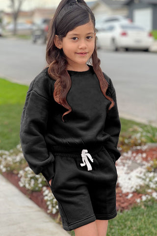 She'll be ready for anything in this adorable 2-piece jog set! Whether she's playing with friends, running errands with mom, or just lounging around the house, this matching short &amp; shirt combo keeps her comfy AND cute all day long.