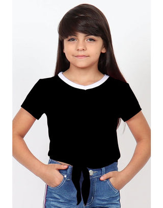 the tee she'll want in every color! This ultra-soft knit v-neck tee features an adorable front tie detail that takes it from basic to boutique in seconds. Whether she's tucking it into her favorite skirt or pairing it with joggers for a casual day out, this tee brings the cute factor every single time.