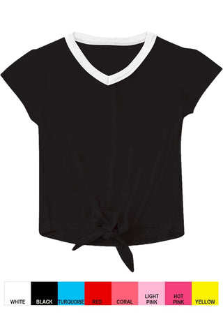 Girl's Softie Knit V-Neck Tee w/ Front Tie