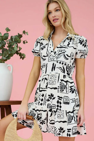 LINE ART PRINT MINI DRESS