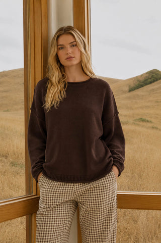 Meet your new cold-weather obsession. This knit pullover brings serious style with its raw edge detailing and ribbed trim — the kind of thoughtful touches that make a basic feel anything but. The drop and extended shoulder silhouette adds that perfectly undone, fashion-forward feel, while the round neckline and long sleeves keep it cozy and wearable all season long.
