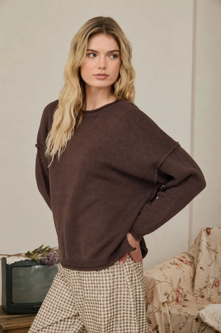 Raw edge Sweater - Chocolate