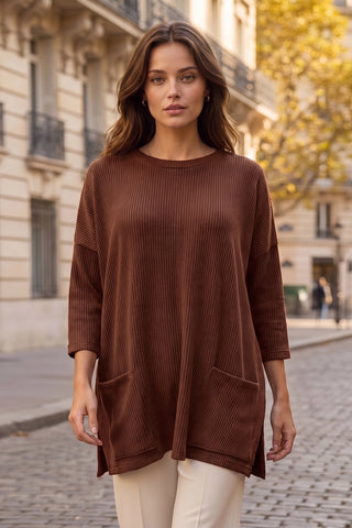 Relaxed, effortless, and made for everyday comfort, this boyfriend tee is crafted from soft curly rib fabric for the perfect blend of texture and style. Featuring an easy oversized fit with a laid-back silhouette, it's the kind of top you'll reach for again and again.