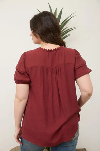 Scallop Trim w/ Tie & Puff sleeve top