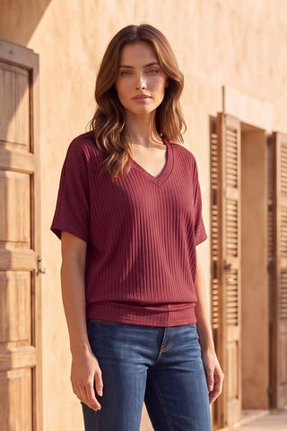 Soft Rib V-Neck Top