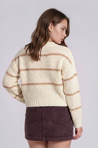 Stripe Jacquard Button Down Cardigan