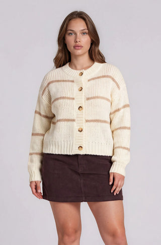 Stripe Jacquard Button Down Cardigan