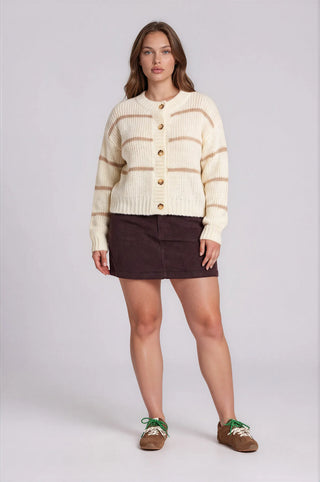 Stripe Jacquard Button Down Cardigan