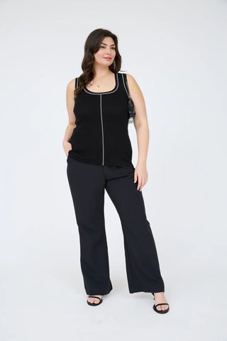 CONTRAST LINE DETAIL SWEATER KNIT TANK